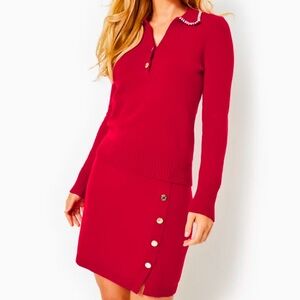 Lilly Pulitzer Lizona Sweater Skirt Poinsettia Red Size XS